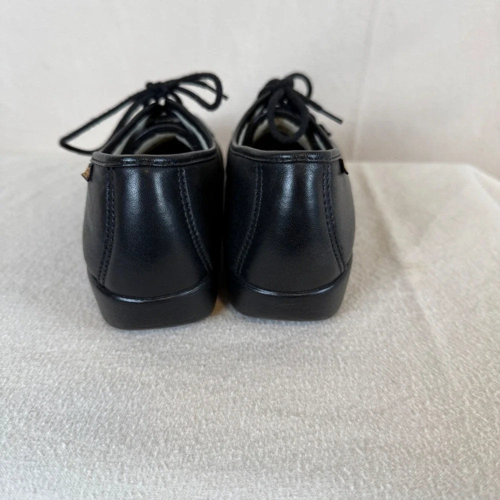 SAS Siesta Womens 10 N Black Leather Lace Up Moc Toe Walking Shoes Loafers‎ USA